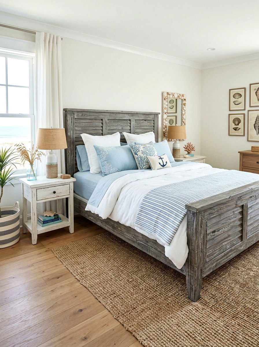 Distressed Gray Wood Bed - 30 wood bed frame ideas