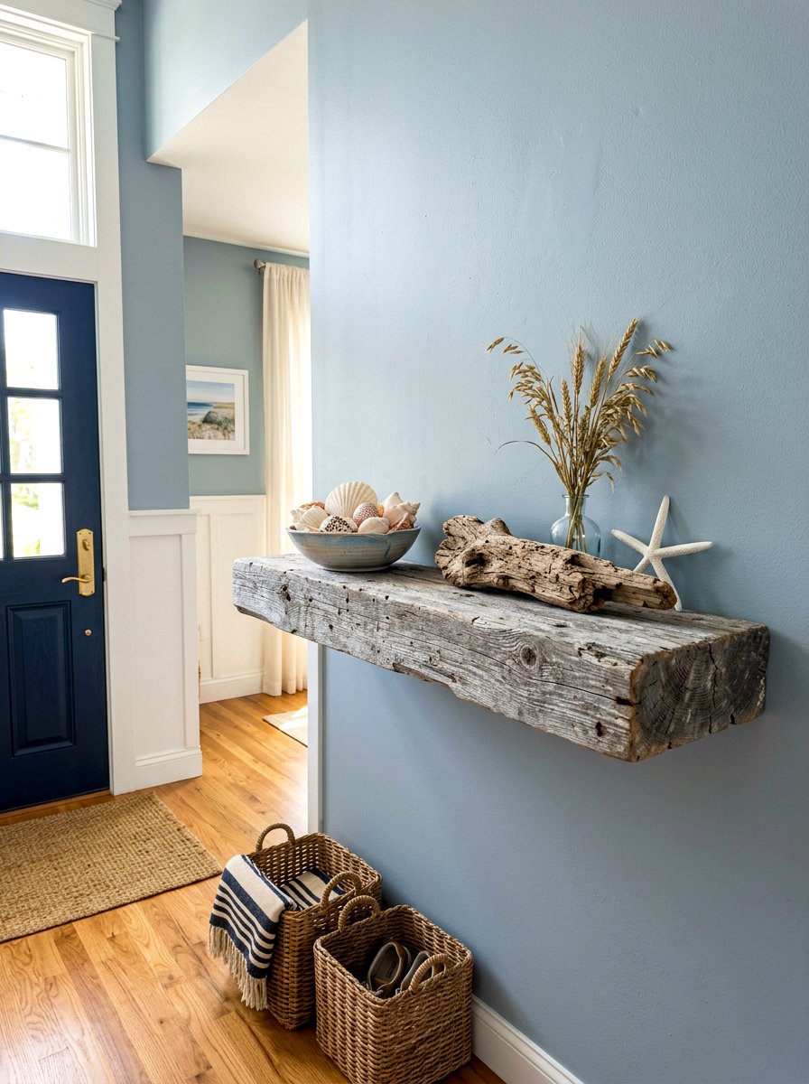 Distressed Gray Wood Entry Shelf - 30 wall mounted entry shelf ideas aesthetic
