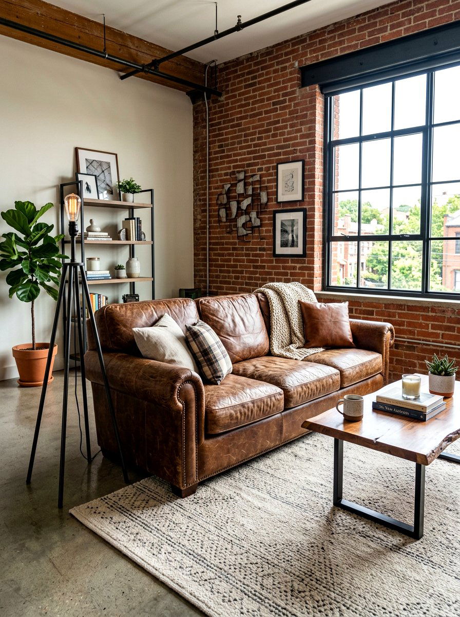 Distressed Leather Seating - 30 layered texture living room ideas