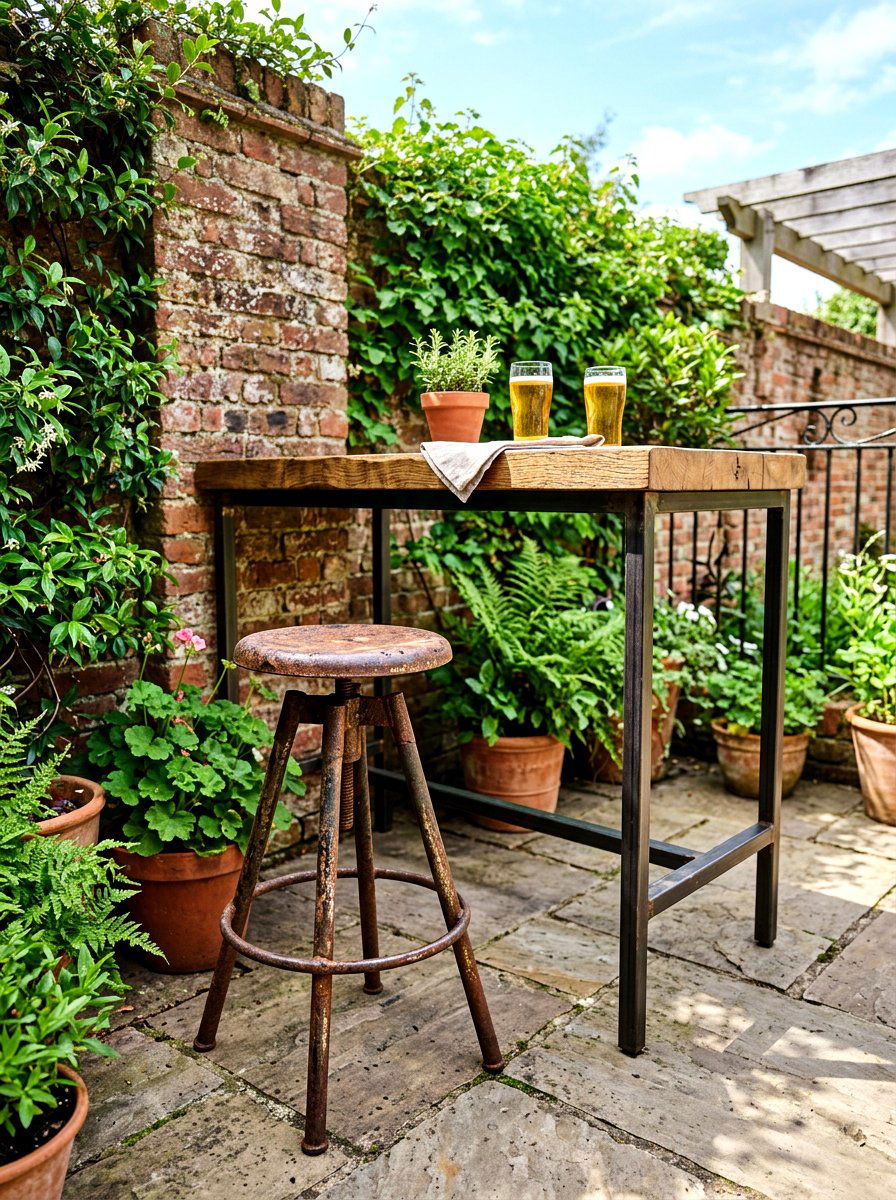 Distressed Metal Patio Stool - 30 rustic outdoor furniture ideas
