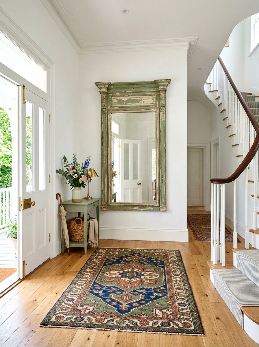 Distressed Painted Mirror Foyer - 30 antique mirror foyer ideas