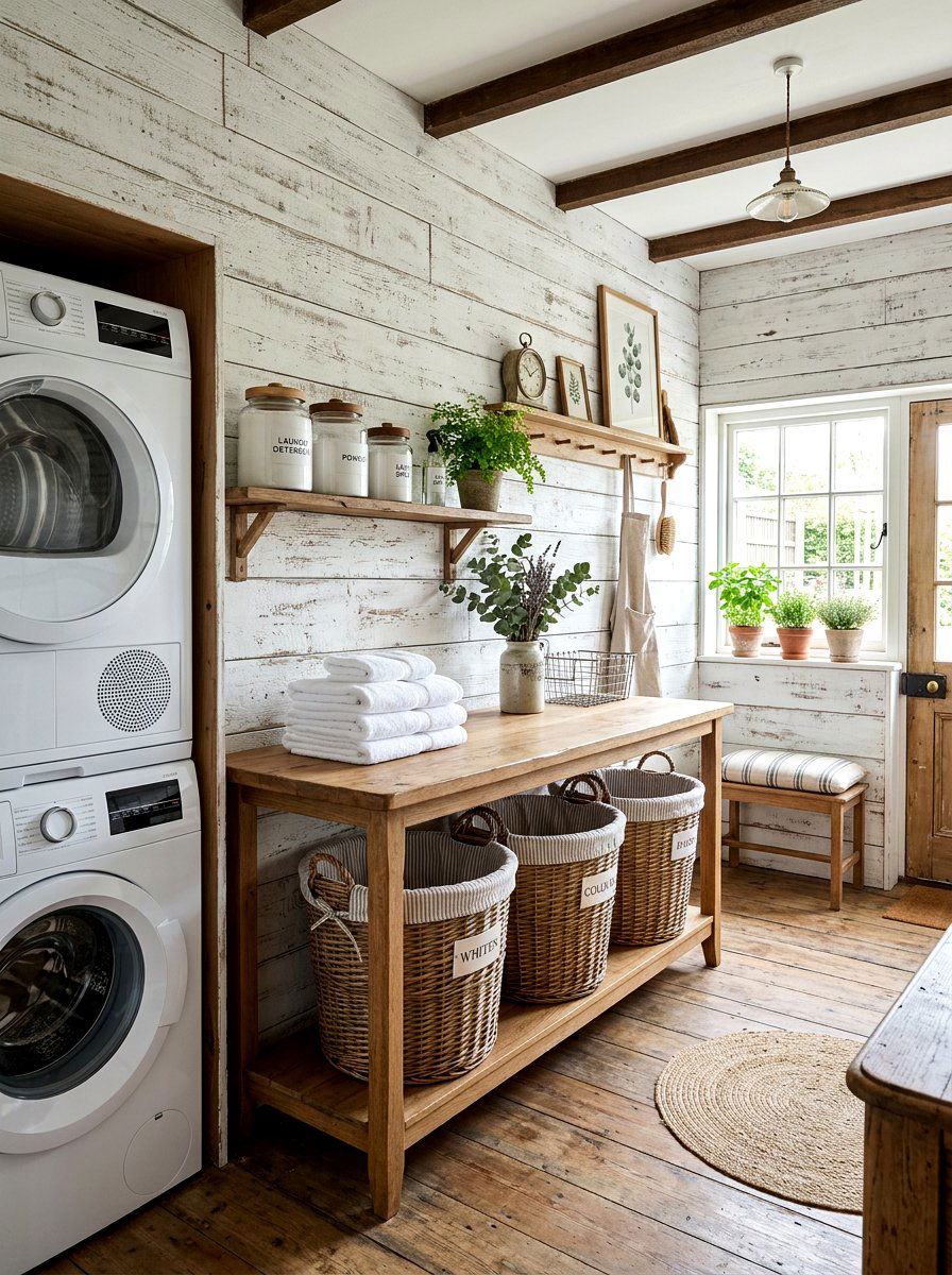 Distressed Shiplap Laundry Room - 30 shiplap wall ideas