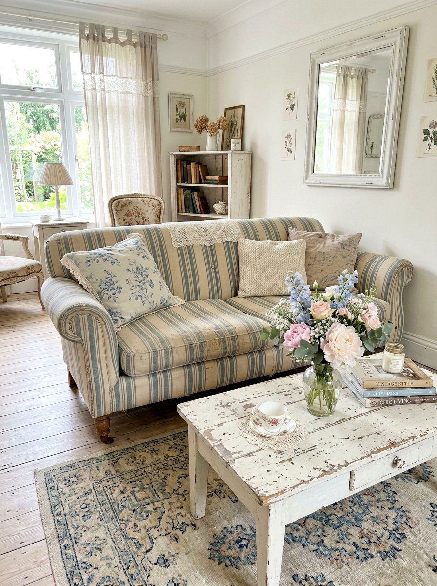Distressed Striped Sofa - 30 striped sofa ideas