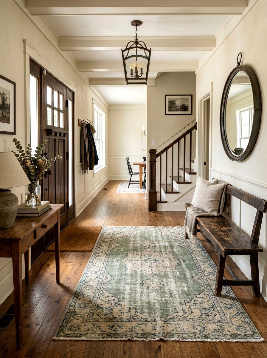 Distressed Vintage Rug - 30 foyer rug ideas