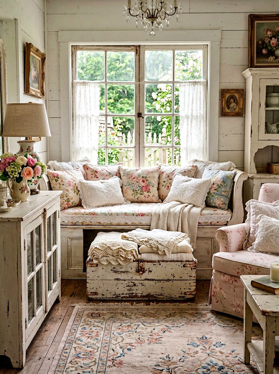 Distressed White Wood Crate - 30 living room blanket basket ideas