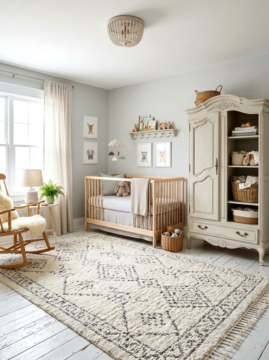 Distressed White Wood Nursery Flooring - 30 French nursery decor ideas