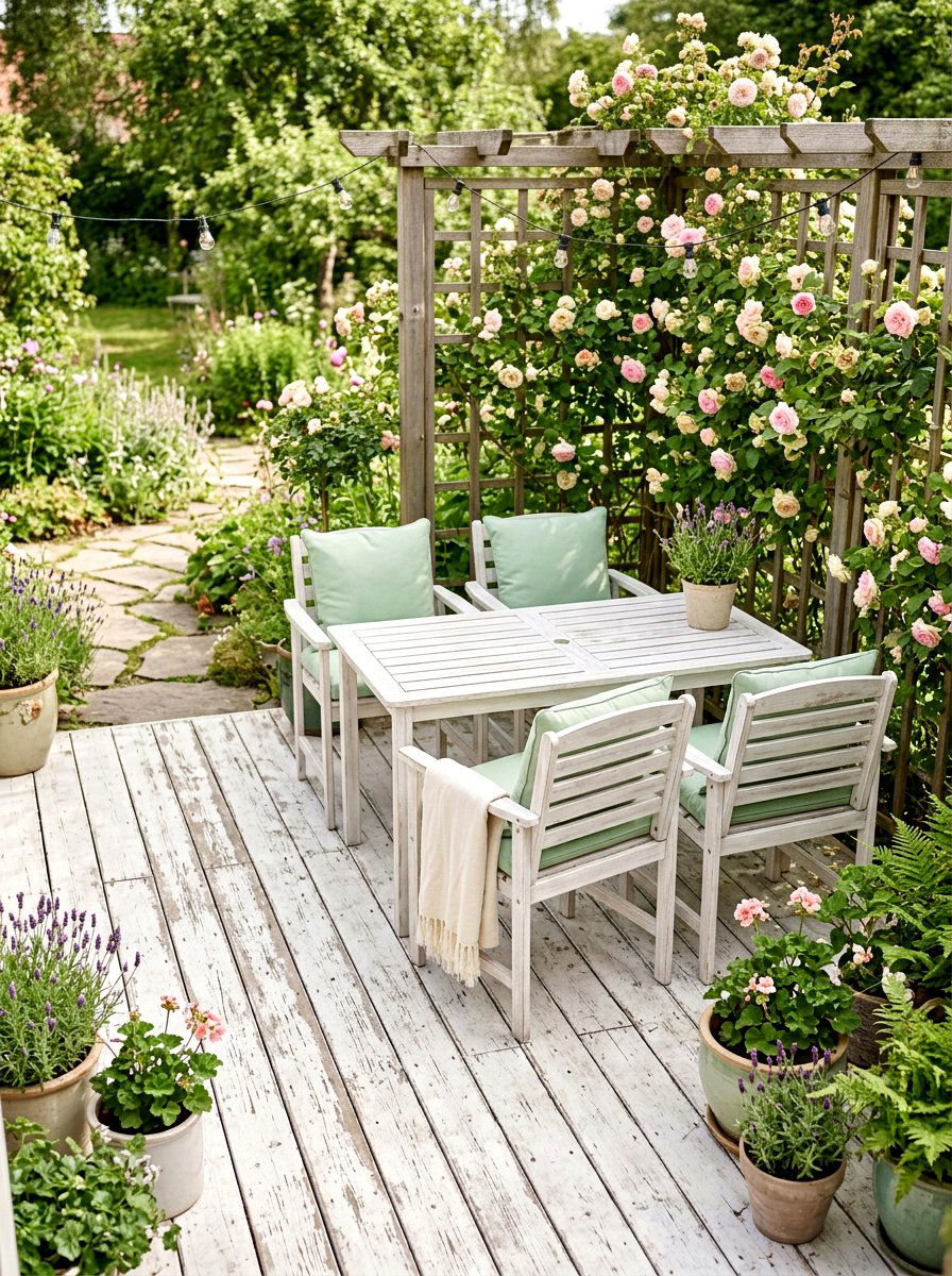 Distressed White Wood Patio