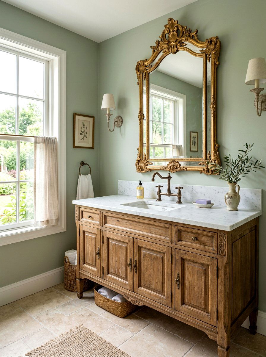Distressed Wood Bathroom Vanity Cabinet - 30 French country bathroom ideas