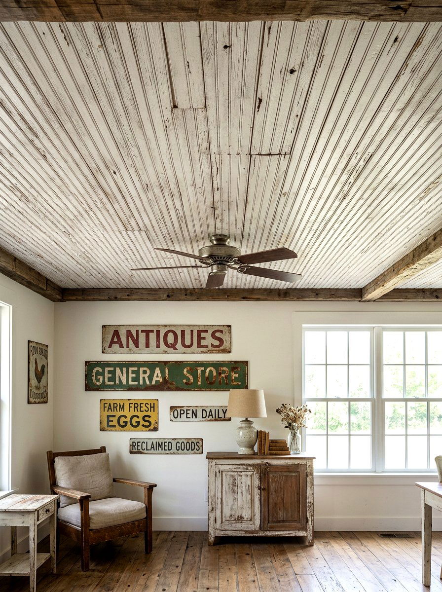 Distressed Wood Beadboard - 30 porch beadboard ceiling ideas