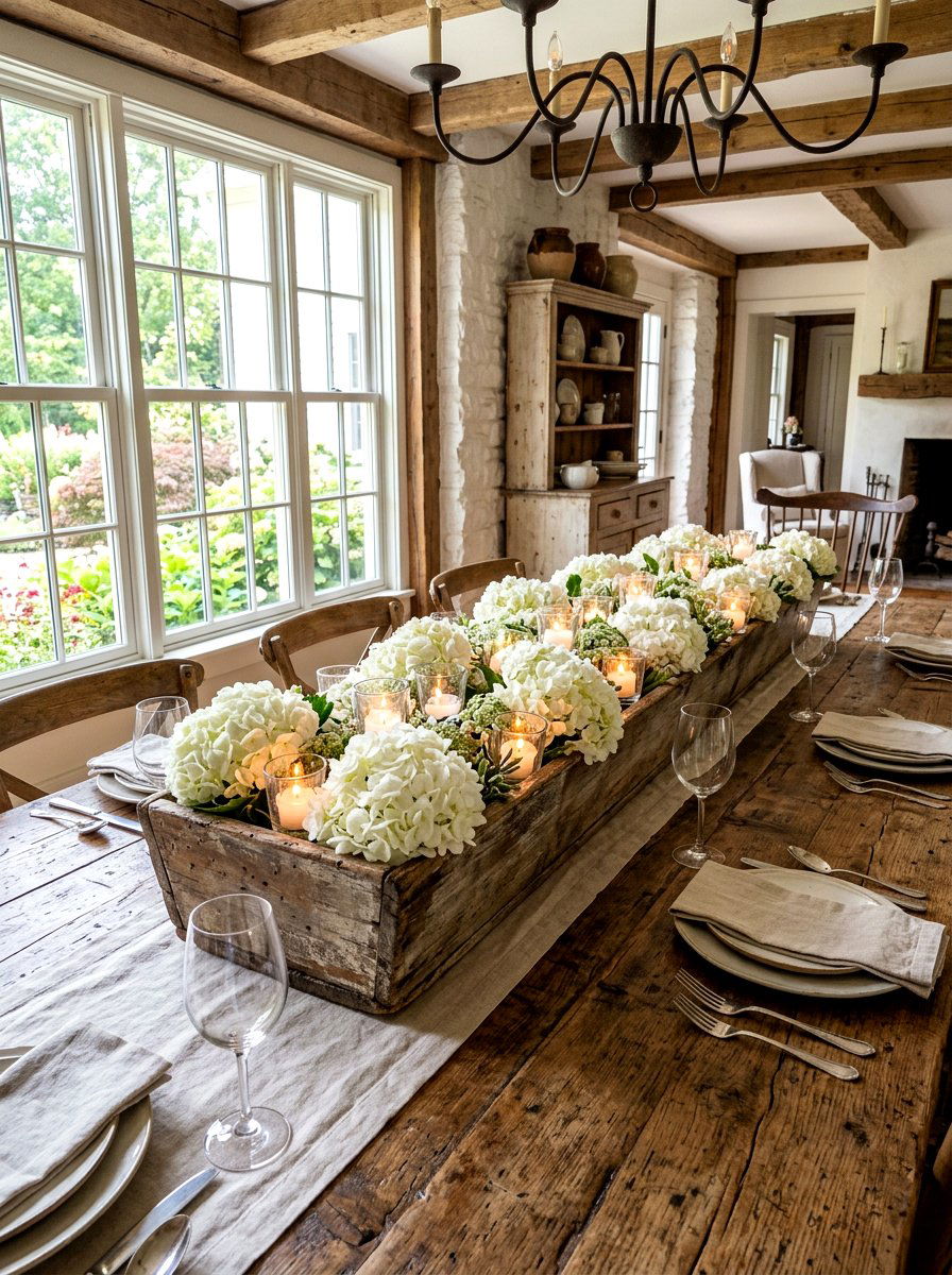 Distressed Wood Box Layout - 30 farmhouse table decor ideas