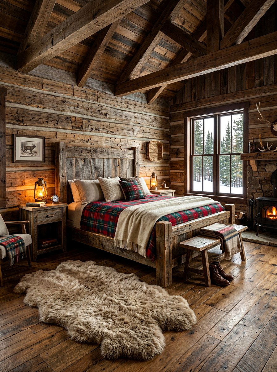 Distressed Wood Cabin Bedroom - 30 cottage vintage bedroom ideas