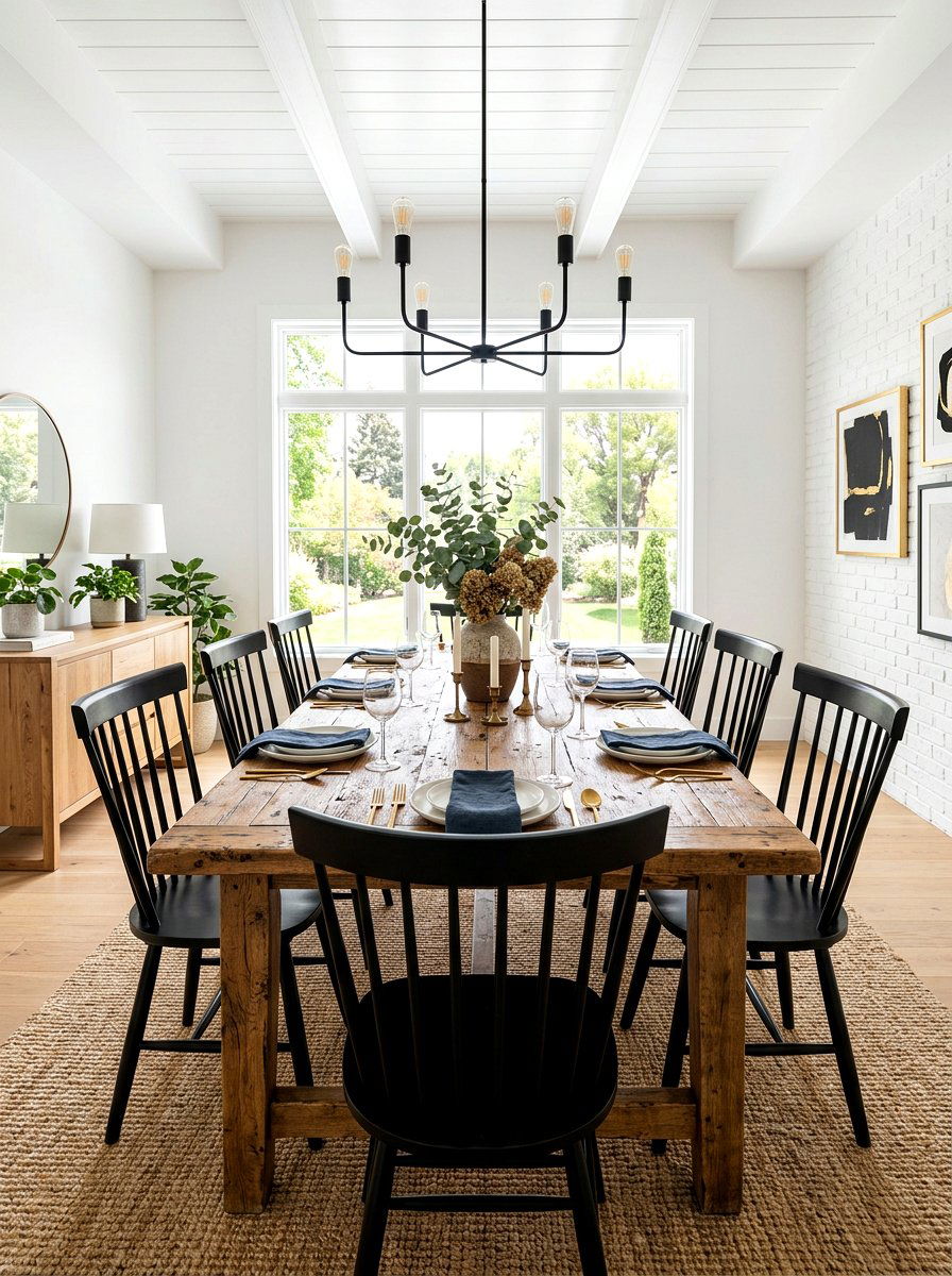 Distressed Wood Dining Table - 30 modern farmhouse decor ideas