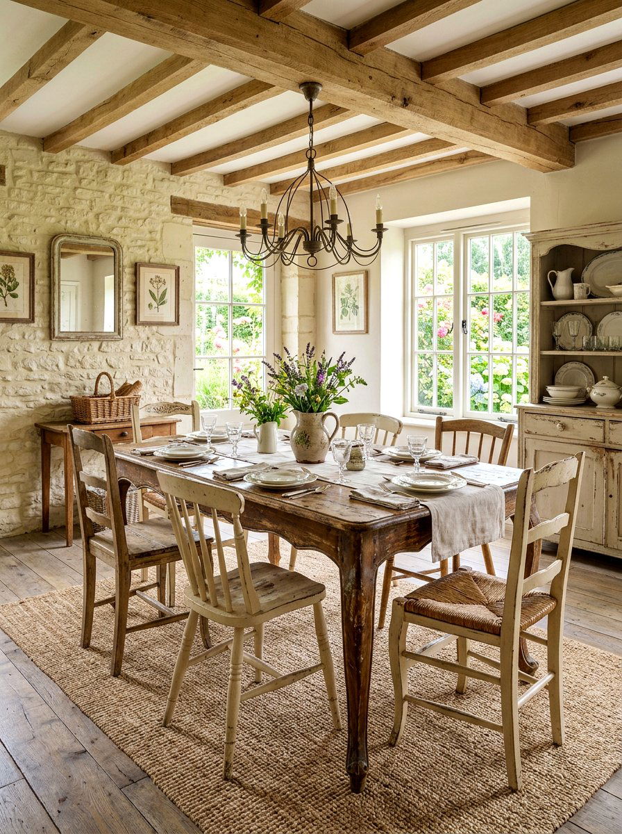 Distressed Wood Dining Table - 30 french country decor ideas