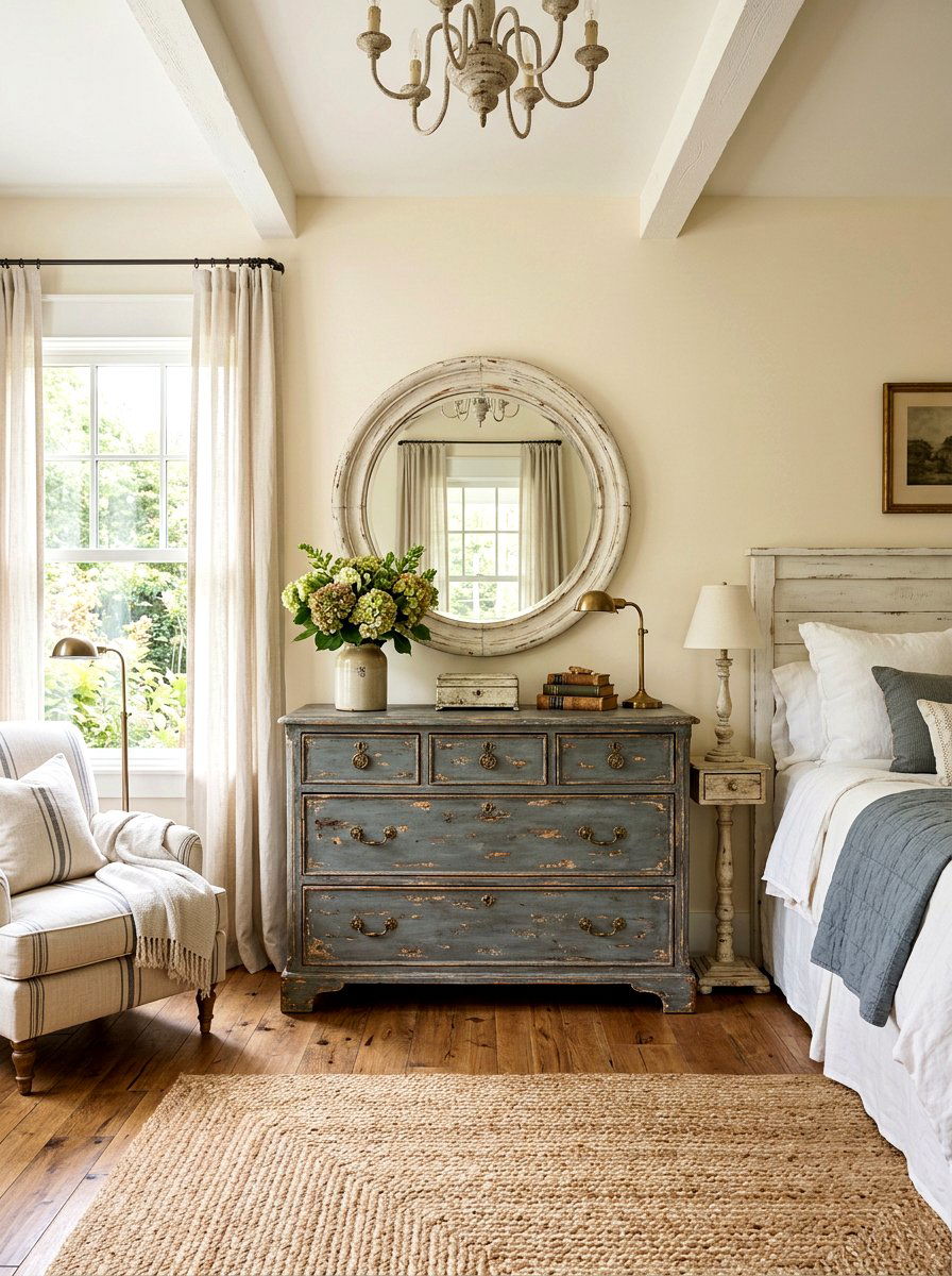 Distressed Wood Dresser - 30 rustic bedroom ideas