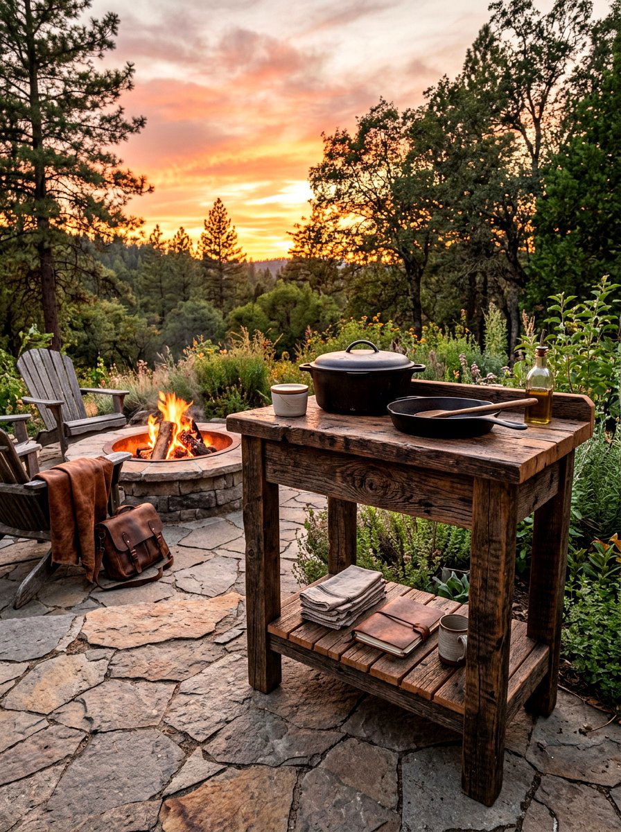 Distressed Wood Garden Server - 30 outdoor sideboard ideas