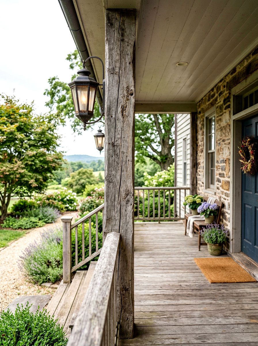 Distressed Wood Porch Column - 30 farmhouse porch columns ideas