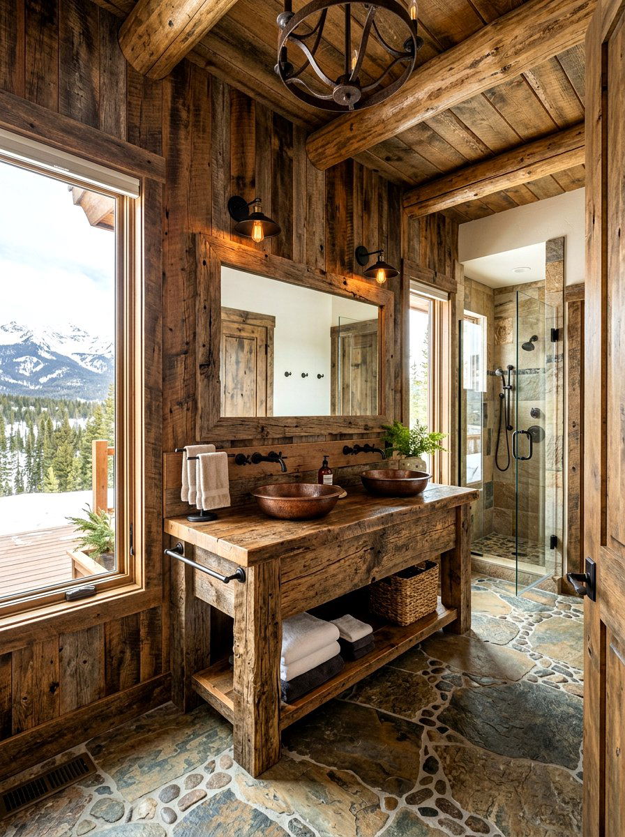 Distressed Wood Rustic Bathroom - 30 double vanity ideas