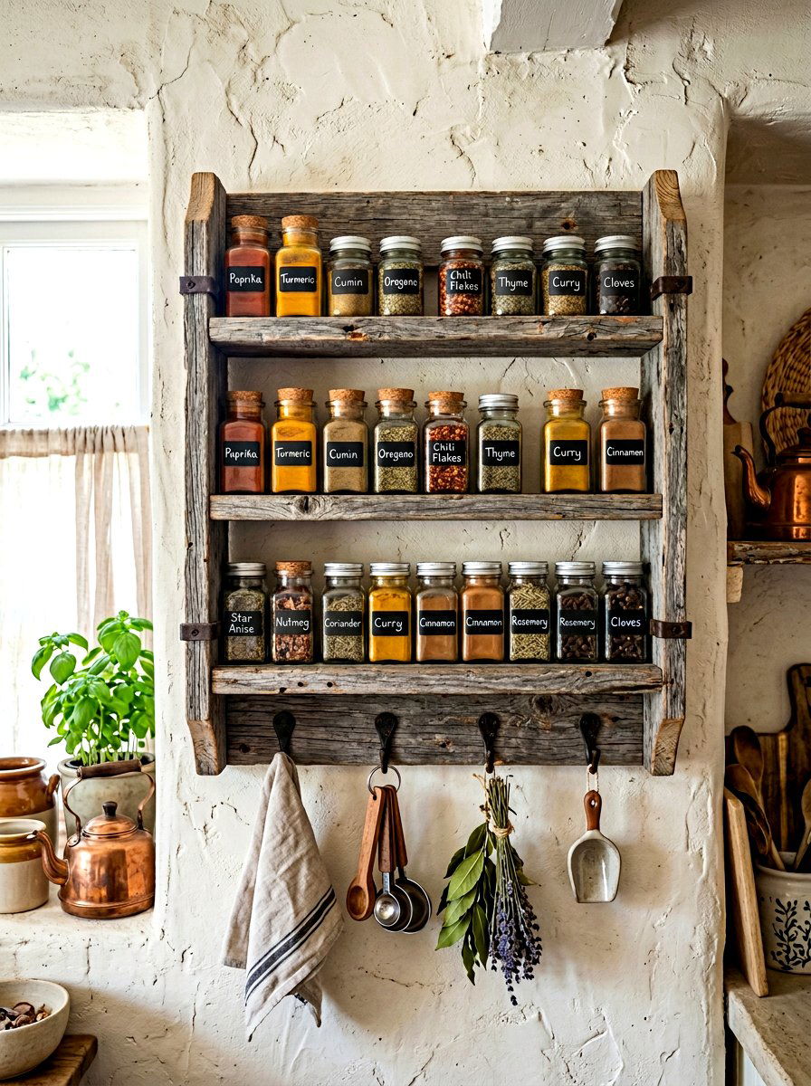 Distressed Wood Spice Rack - 30 spice rack ideas