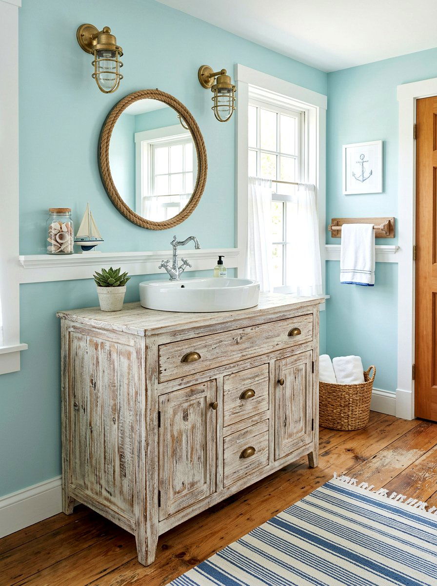 Distressed Wood Vanity - 30 wood vanity ideas