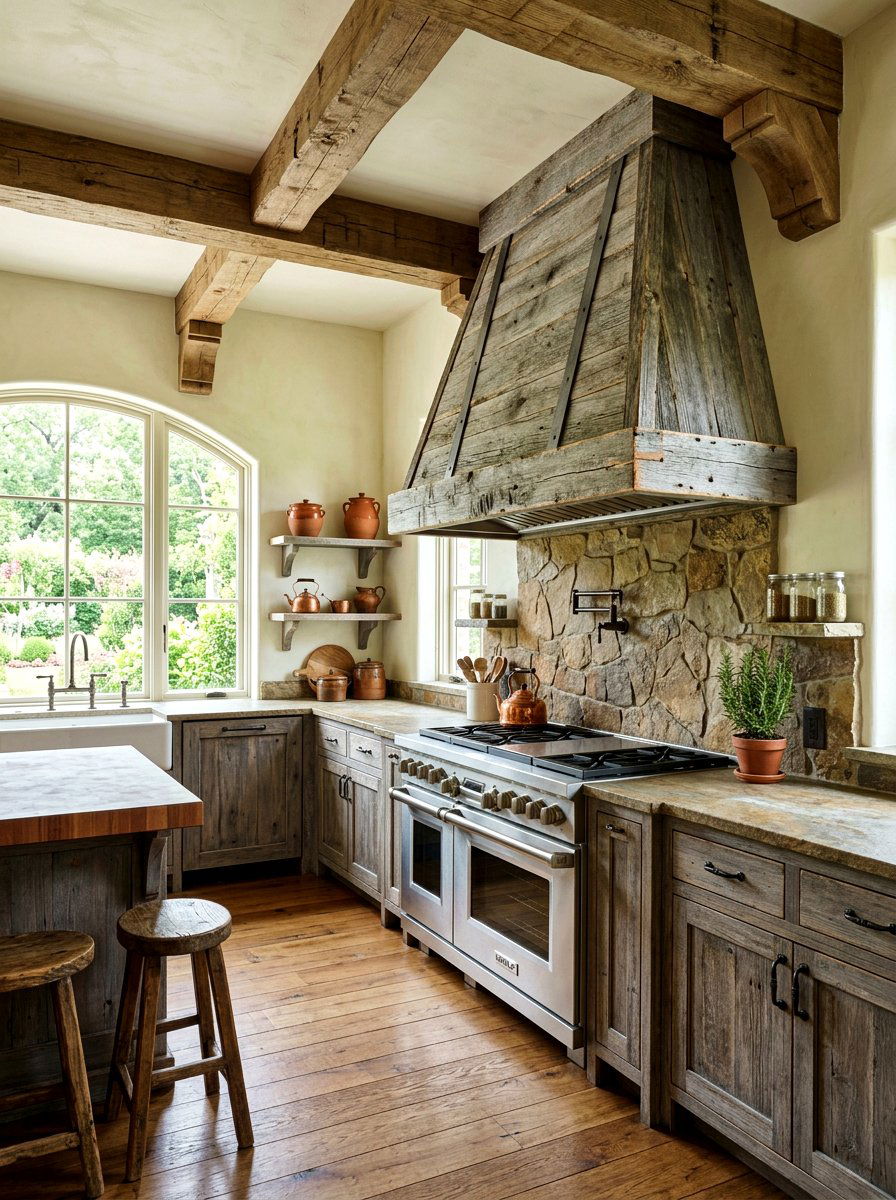 Distressed Wood Vent Hood - 30 wood vent hood ideas