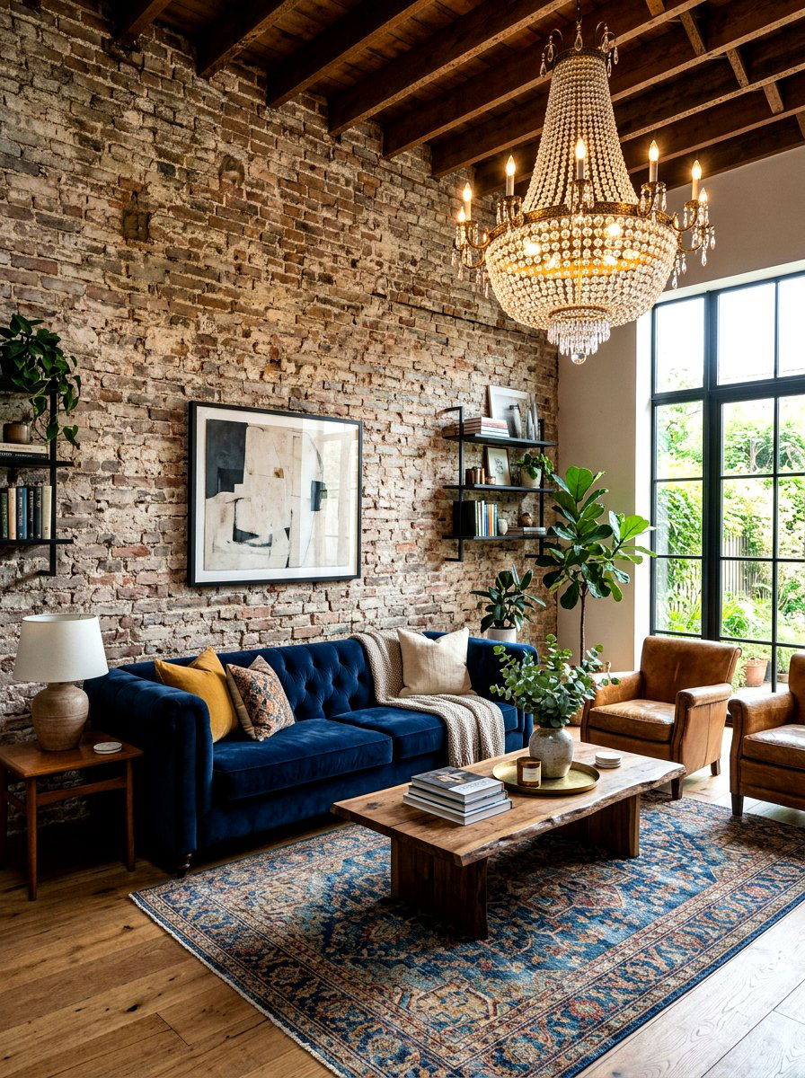 Distressed brick wall texture - 30 exposed brick living room ideas