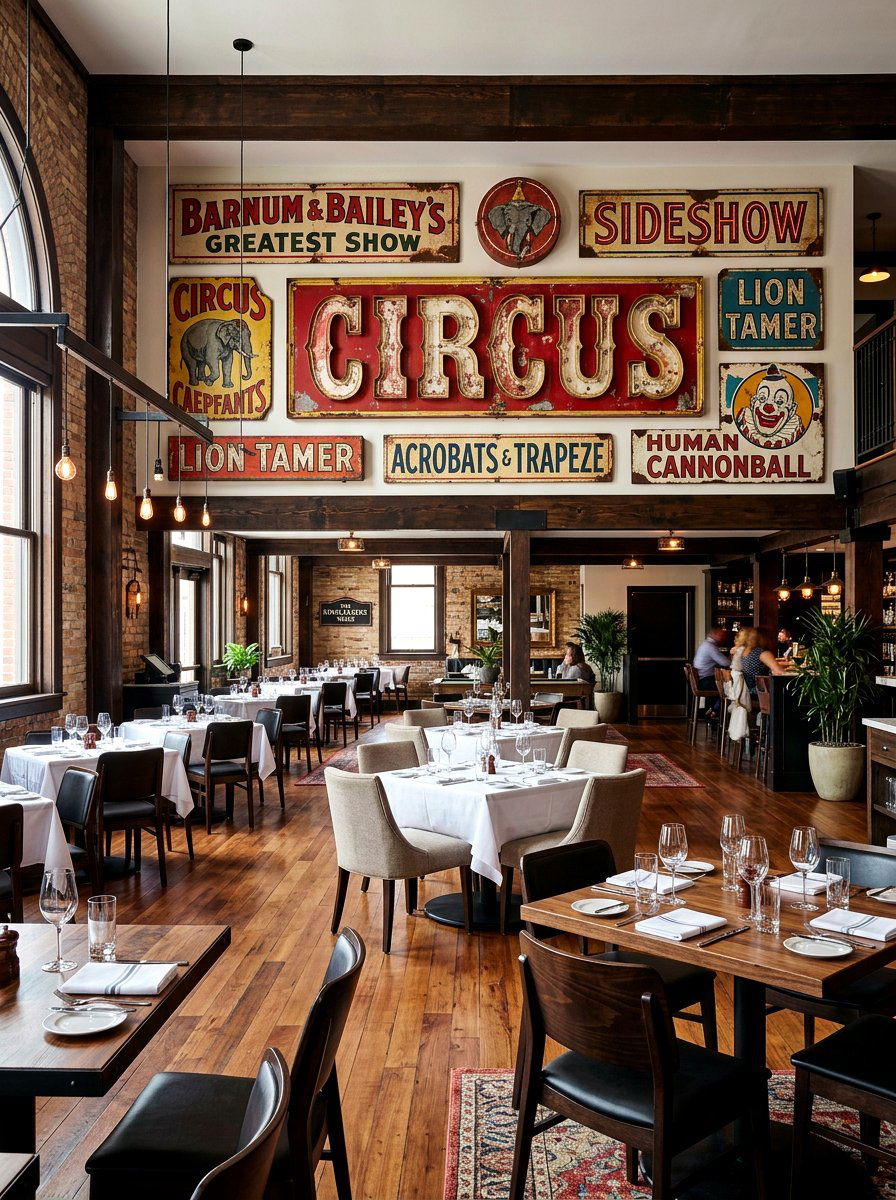 Distressed circus sign art - 30 vintage circus decor ideas