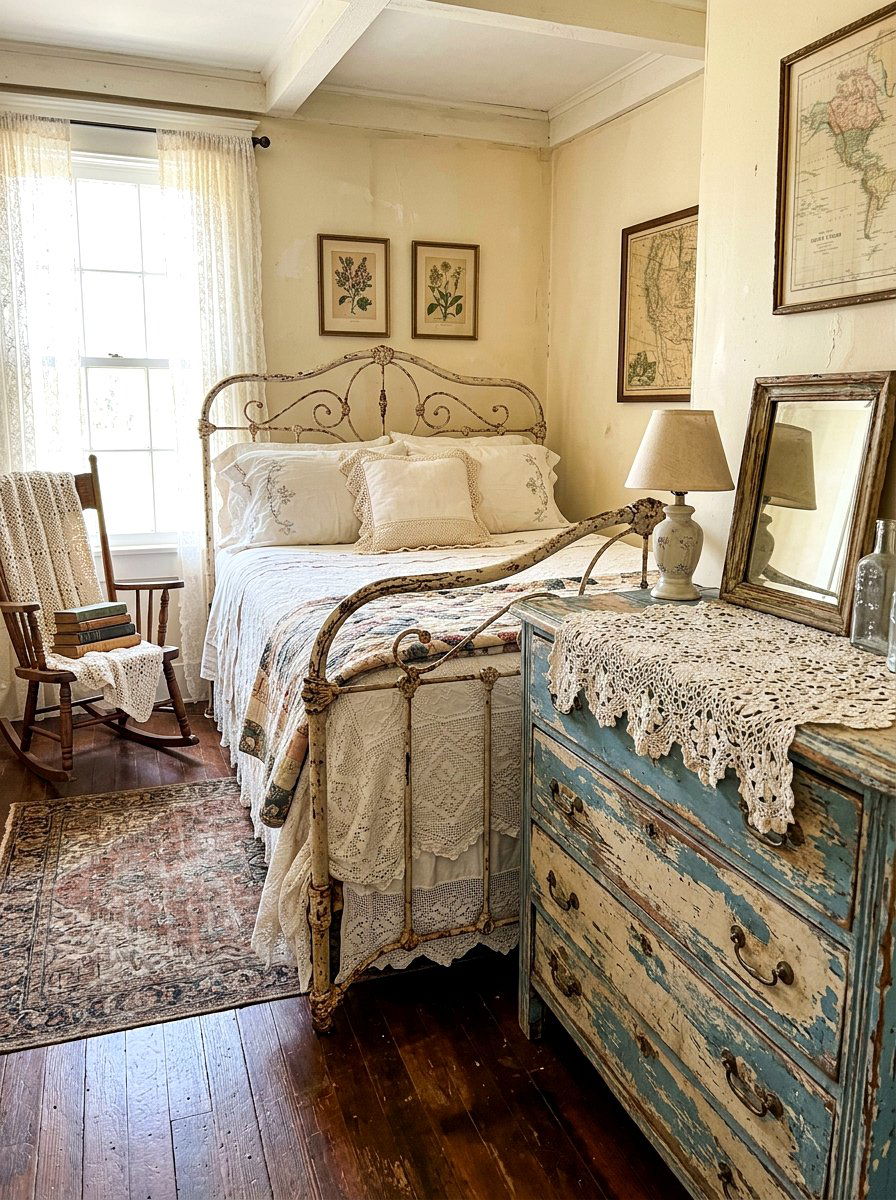 Distressed furniture lace bedroom - 30 cottage lace bedroom ideas
