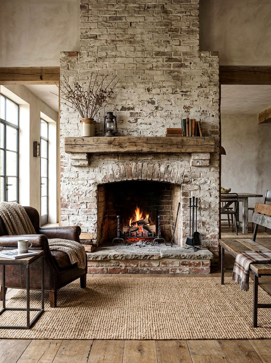 Distressed limewash fireplace - 30 limewash fireplace ideas