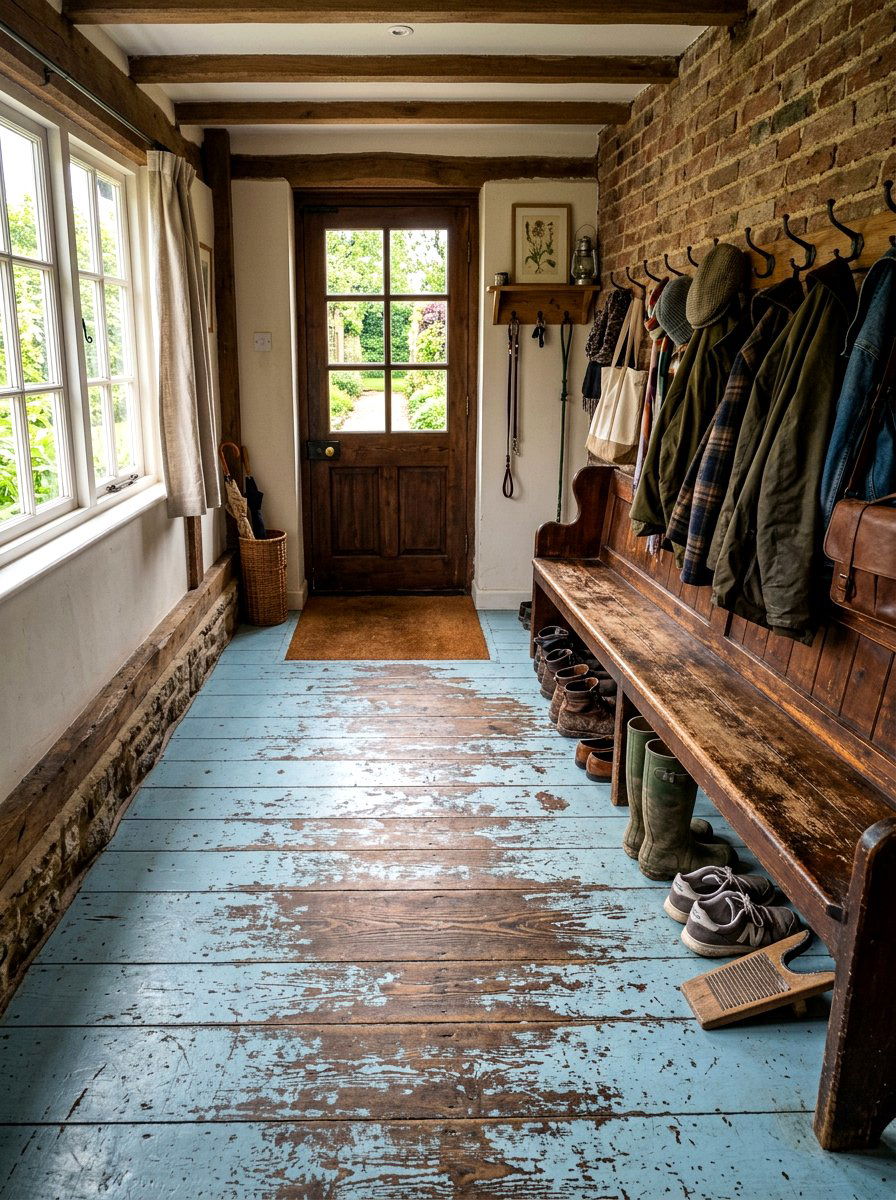 Distressed painted floor - 30 painted floor ideas