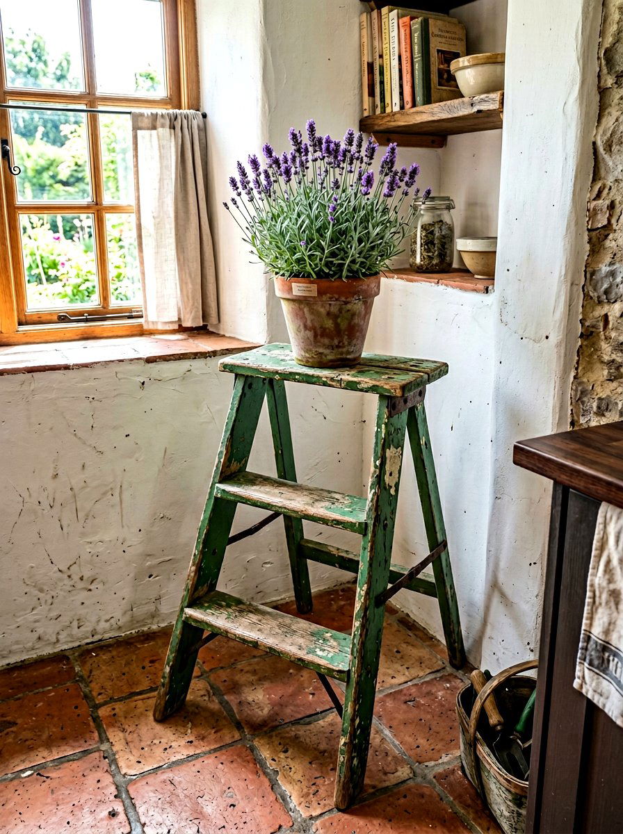 Distressed step stool - 30 flea market decor ideas