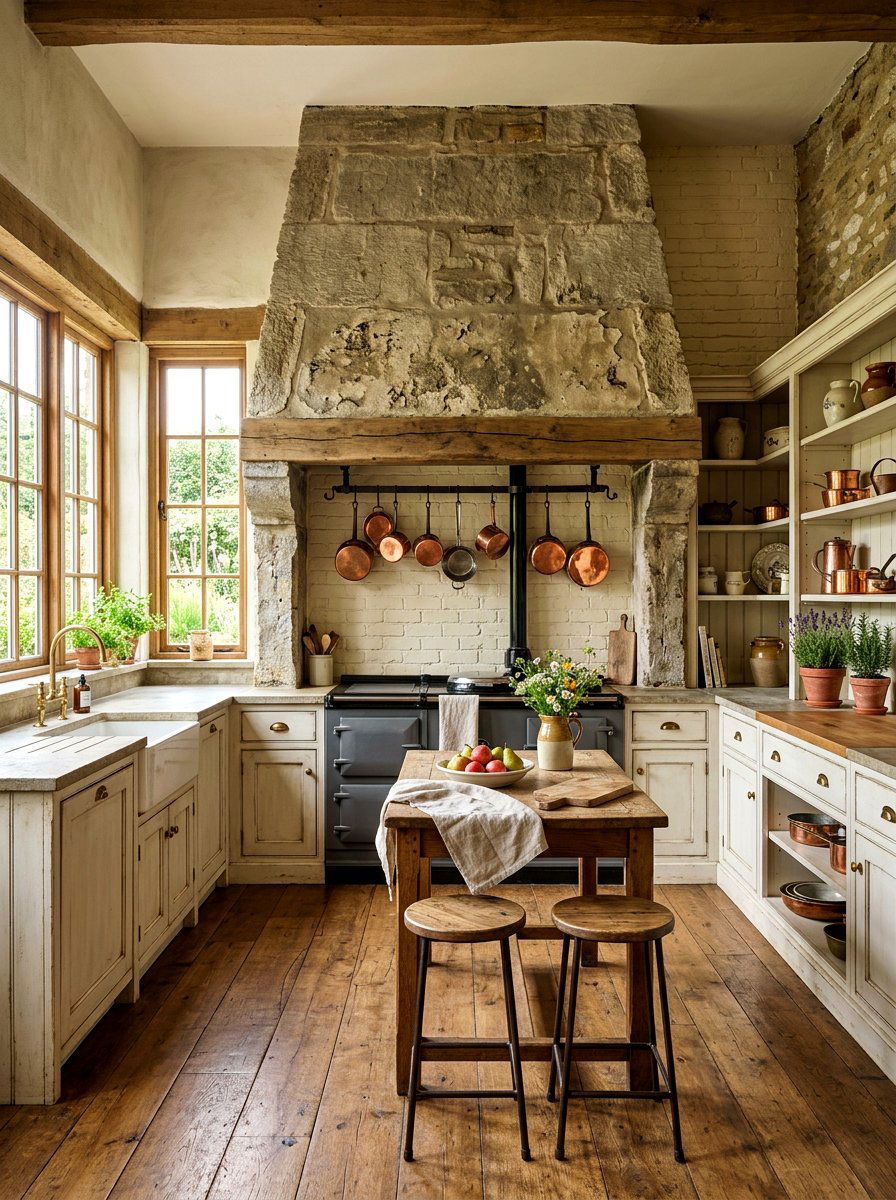 Distressed stone hood - 30 stone hood kitchen ideas