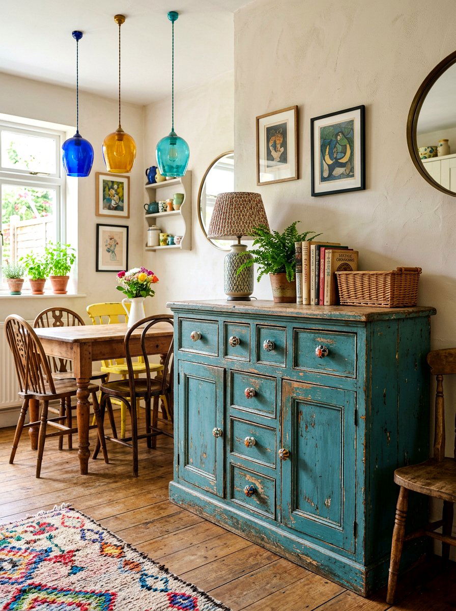 Distressed teal kitchen sideboard dresser - 30 dresser in kitchen ideas