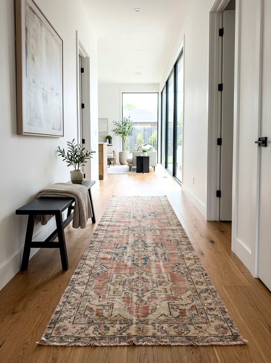 Distressed vintage runner - 30 hallway runner ideas