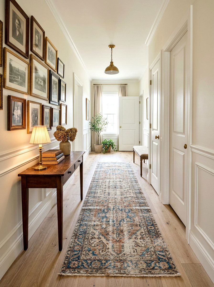 Distressed vintage runner - 30 narrow hallway runner ideas