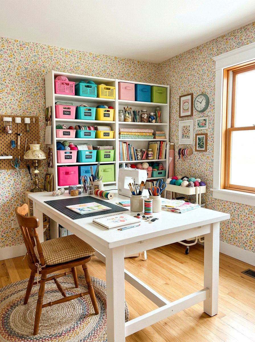 Ditsy Print Craft Room Wallpaper - 30 spring floral wallpaper ideas