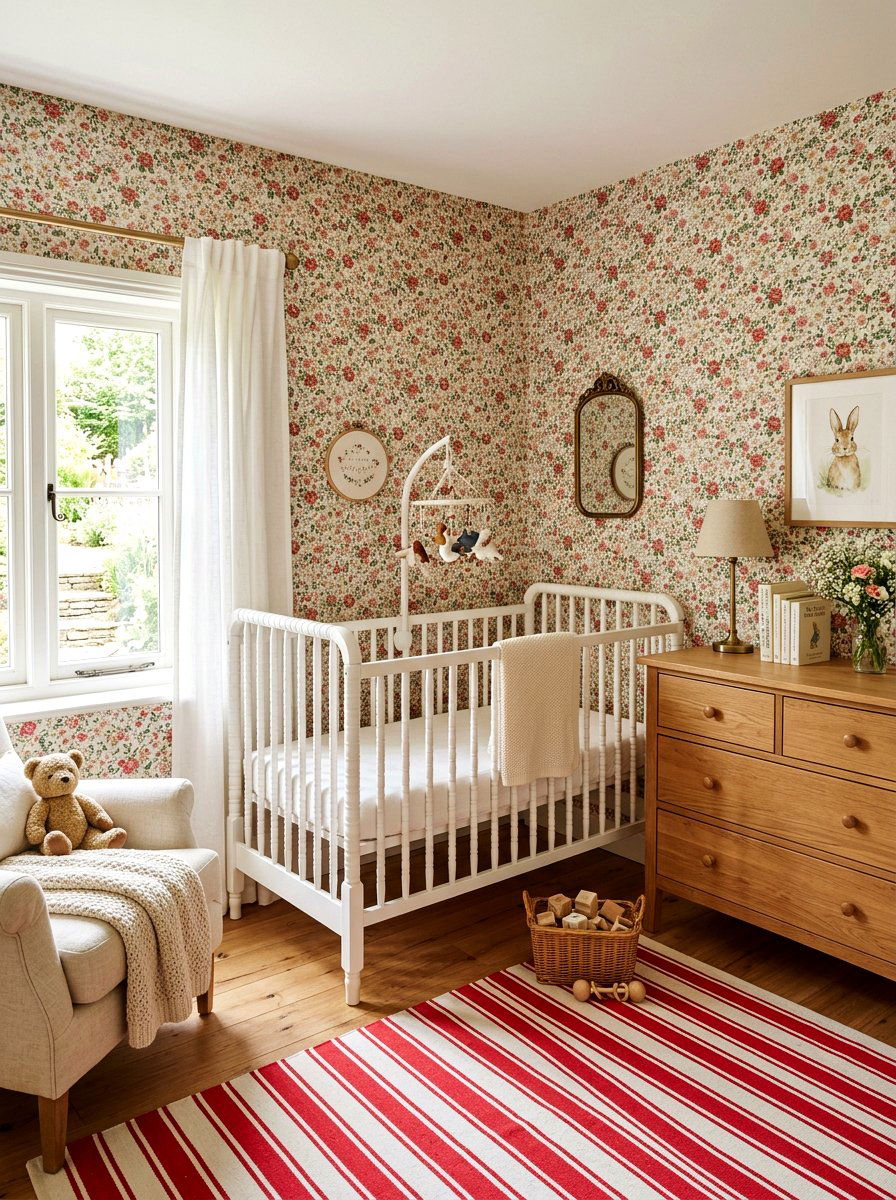 Ditsy floral nursery wallpaper - 30 floral nursery wallpaper ideas