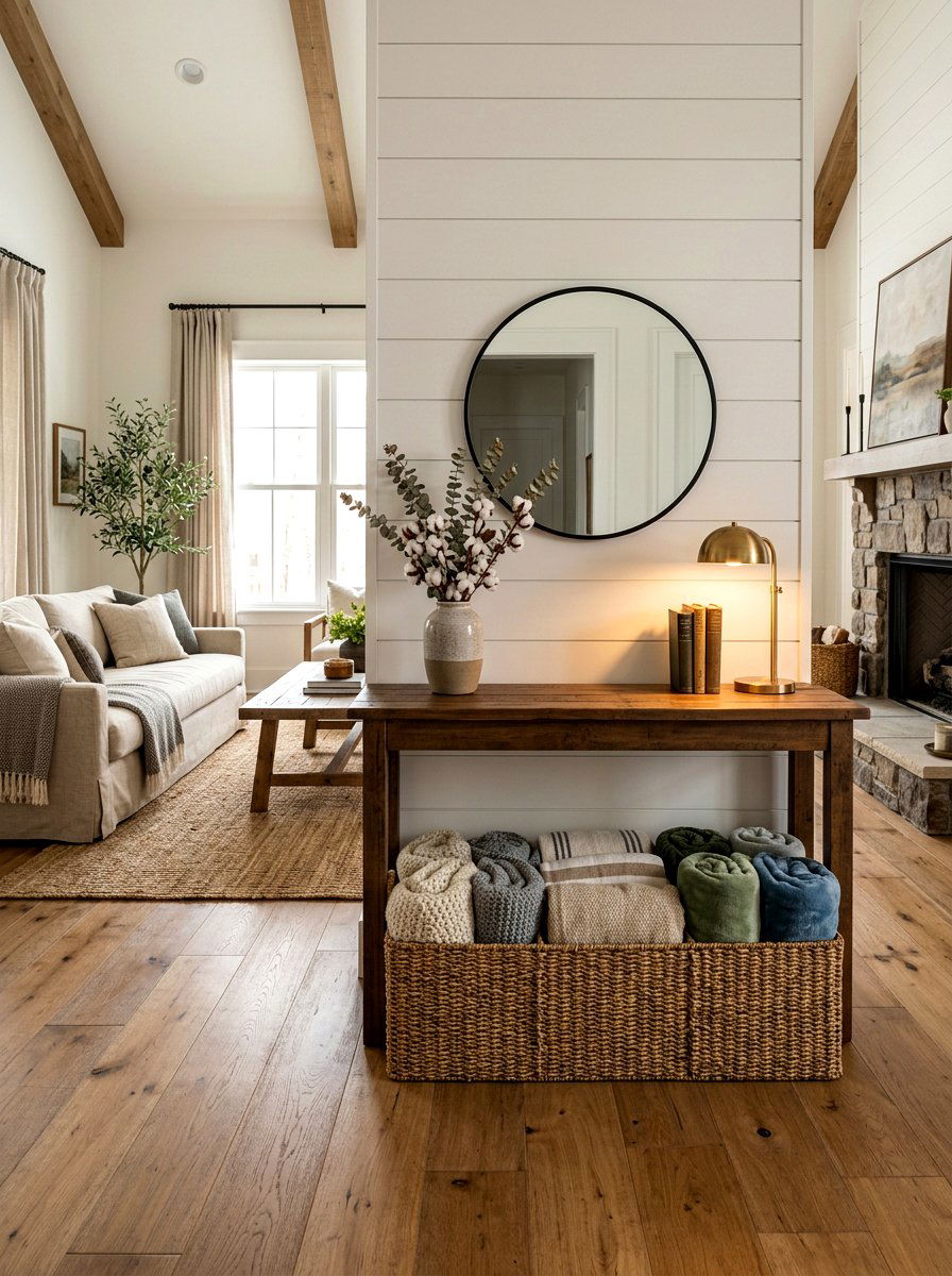 Divided Seagrass Organizer - 30 living room blanket basket ideas