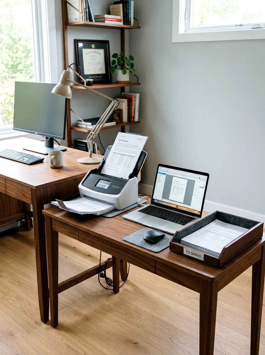 Document scanner setup - 30 paper clutter organization ideas