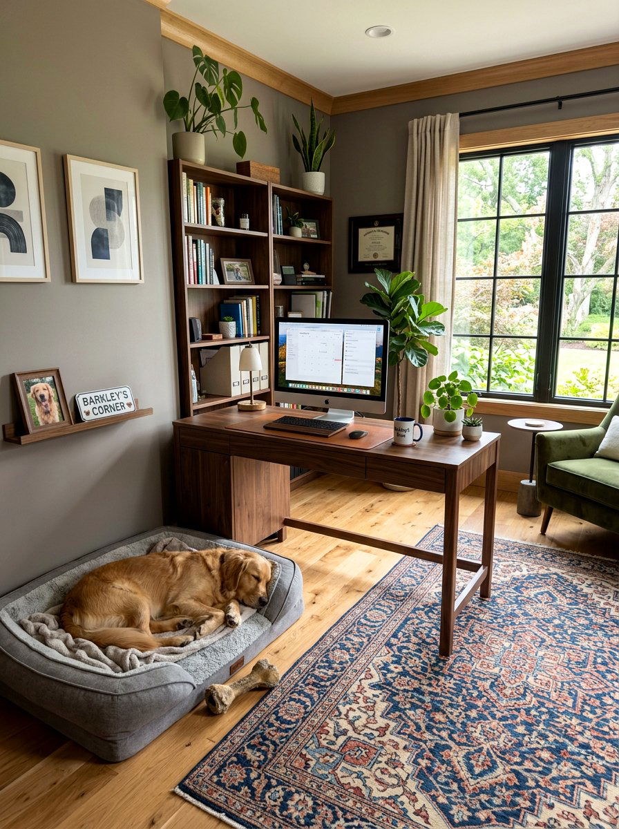 Dog Corner In Home Office - 30 dog lounge room ideas