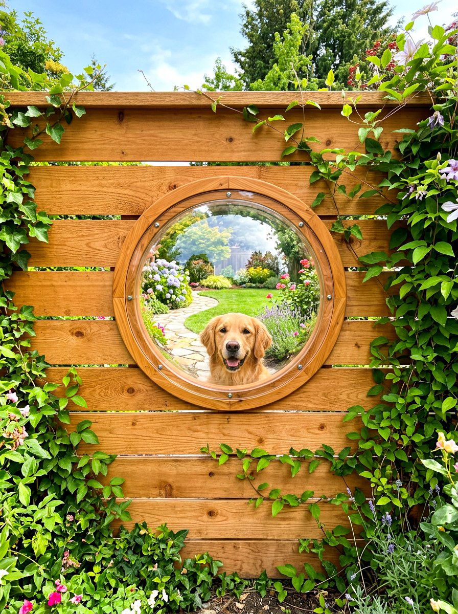 Dog Fence Viewing Window - 30 dog friendly backyard ideas