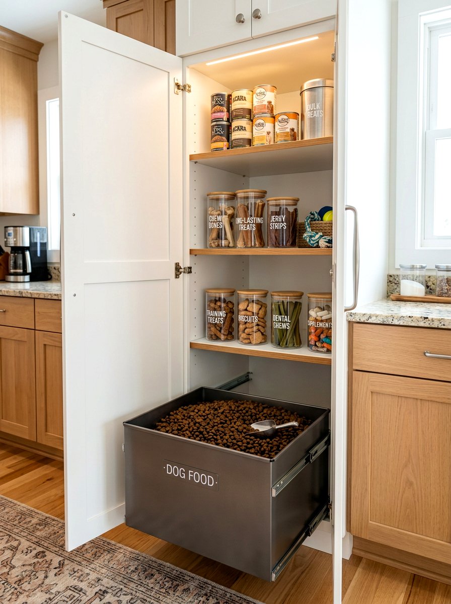 Dog Food Storage Cabinet - 30 mudroom pet feeding ideas