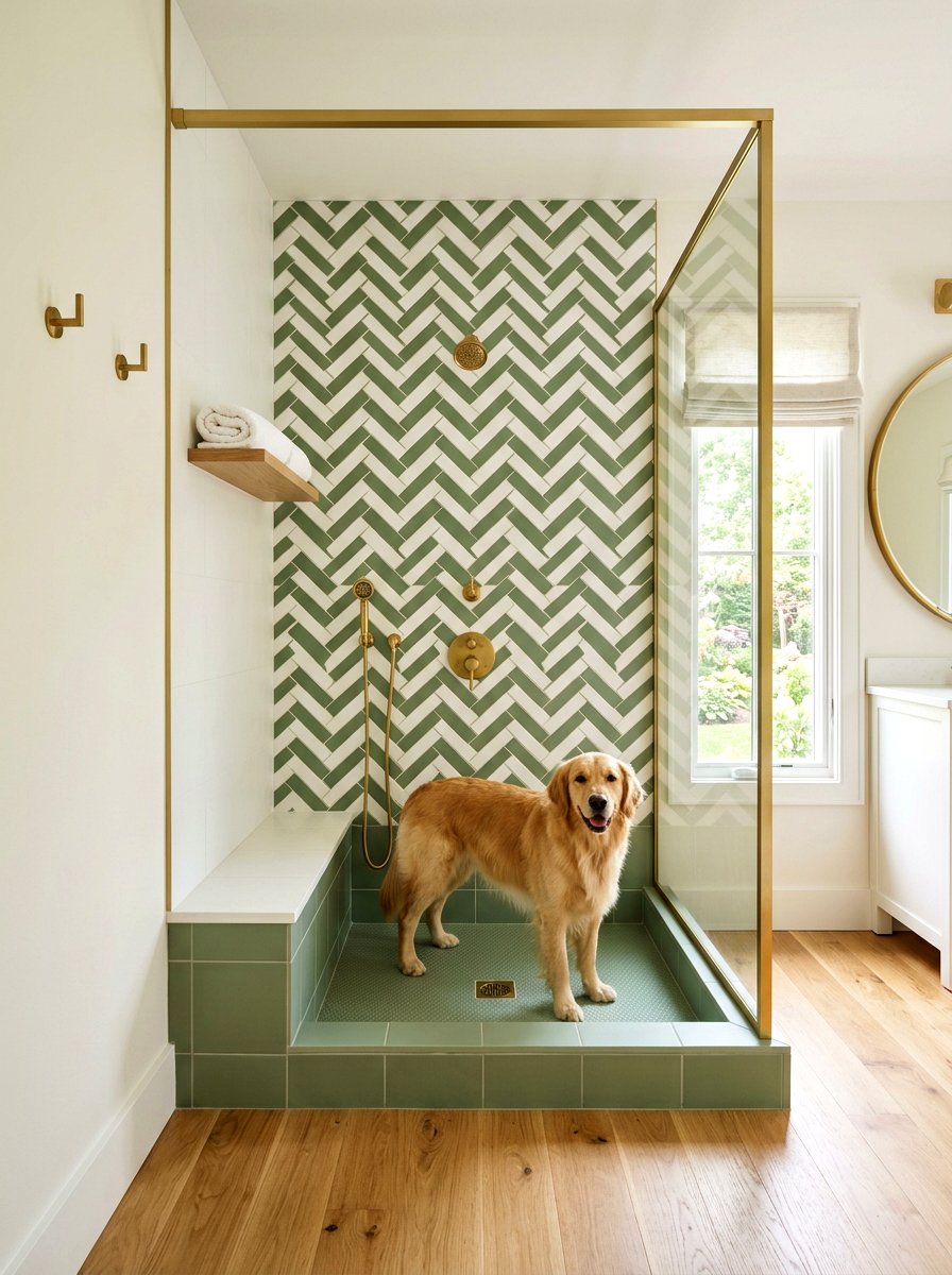 Dog Shower With Tile Backsplash - 30 mudroom pet station ideas aesthetic