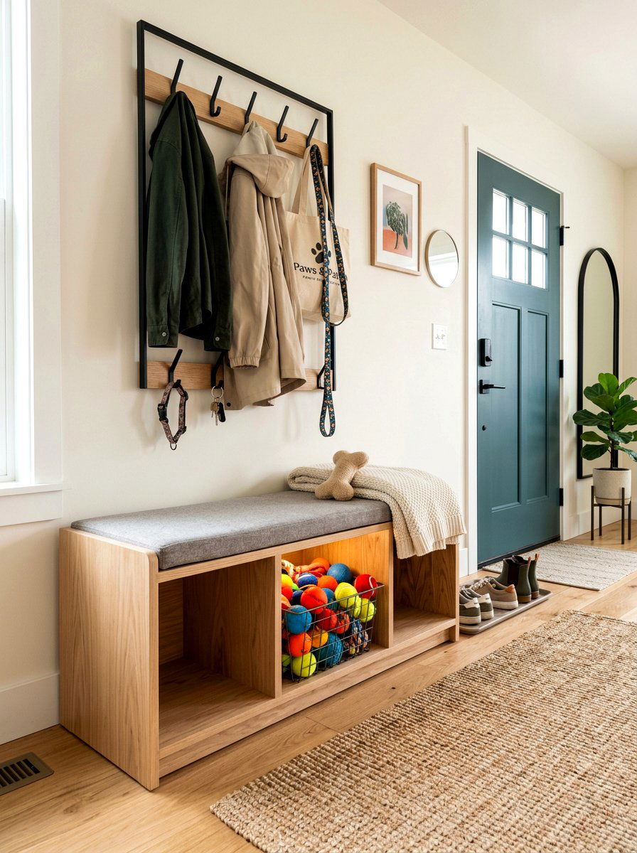 Dog Toy Storage Bench For Entryway - 30 dog lounge room ideas