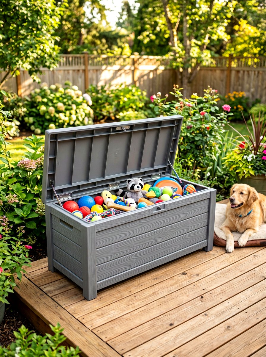 Dog Toy Storage Box - 30 dog friendly backyard ideas