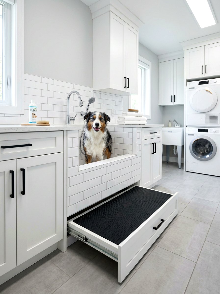 Dog bath with pull out step - 30 pet washing station laundry ideas