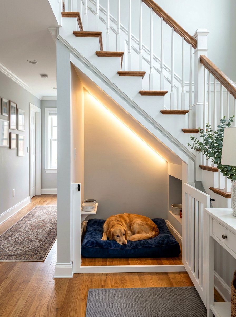 Dog room under stairs - 30 pet room ideas