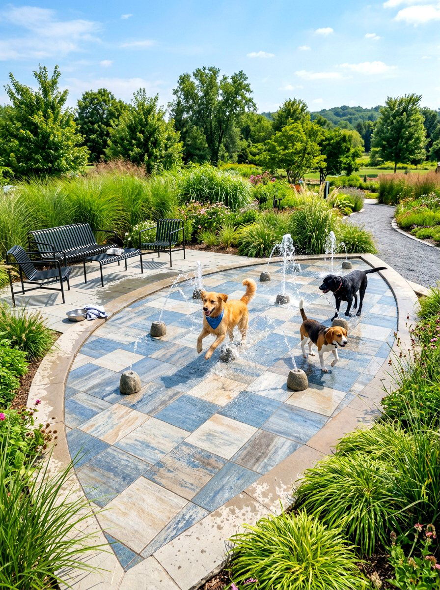Dog splash pad - 30 dog friendly backyard luxury ideas