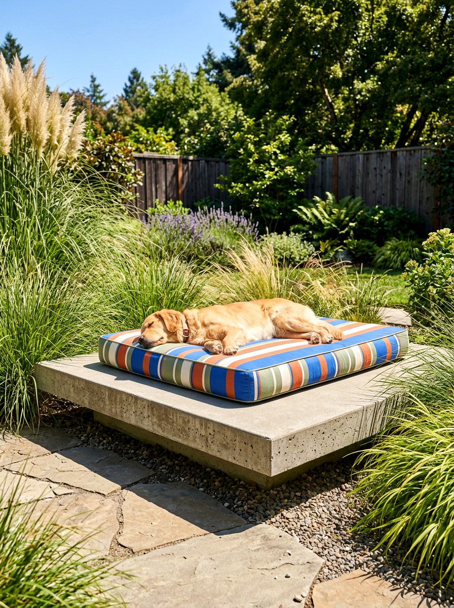 Dog sun lounge - 30 dog friendly backyard luxury ideas