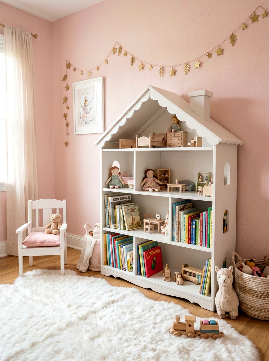 Dollhouse Bookcase - 30 nursery bookshelf ideas