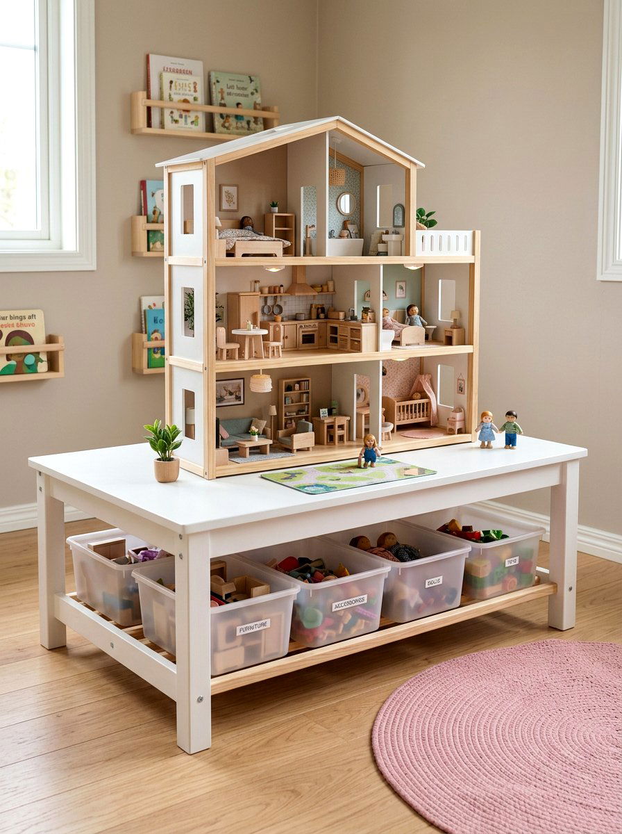 Dollhouse Play Table - 30 imaginative play corner ideas